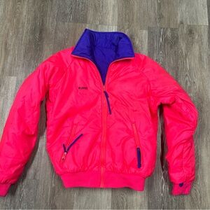Vintage Columbia Reversible Neon Pink & Purple Mens Medium Retro Ski/BoardJacket